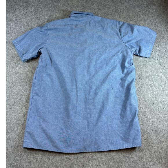 Vintage 90s Dickies Chambray Button Up Shirt Mens L Blue Short Sleeve Utility - Picture 5 of 5